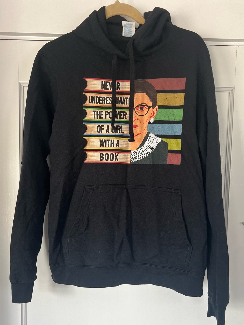 RBG Black Graphic Hoodie - Never Underestimate The Power Of A Girl With A Book